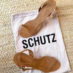 Schutz Nude Stylish Strappy Sandal Heel